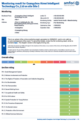 Factory certificate